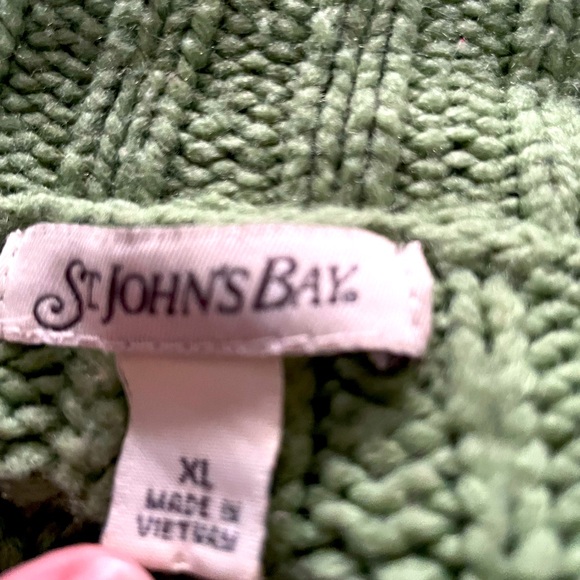 Woman’s St. John's Bay Sage Green Cable Knit Button Up Warm Cardigan - Picture 3 of 5